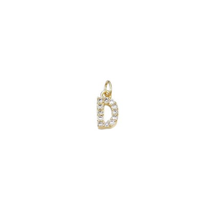 Gold Micro Cubic Zirconia Pave Initial Letter | Alphabet Charm