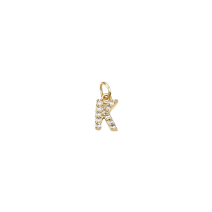 Gold Micro Cubic Zirconia Pave Initial Letter | Alphabet Charm