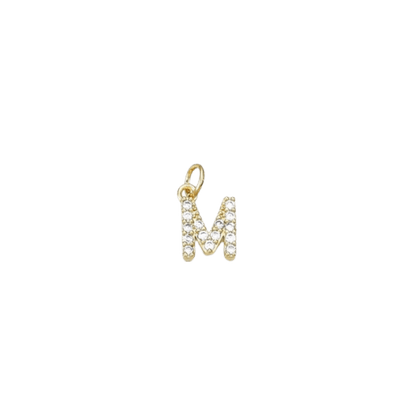Gold Micro Cubic Zirconia Pave Initial Letter | Alphabet Charm