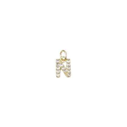 Gold Micro Cubic Zirconia Pave Initial Letter | Alphabet Charm