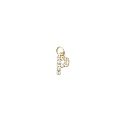 Gold Micro Cubic Zirconia Pave Initial Letter | Alphabet Charm