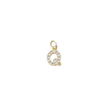 Gold Micro Cubic Zirconia Pave Initial Letter | Alphabet Charm