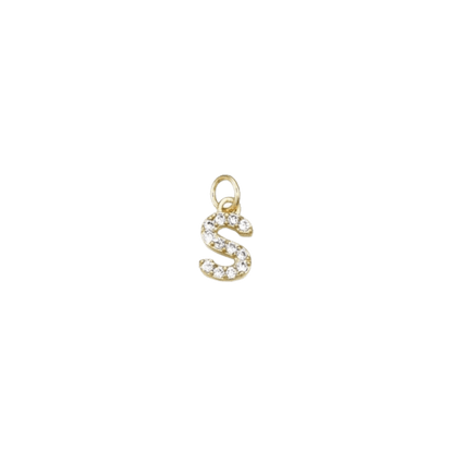 Gold Micro Cubic Zirconia Pave Initial Letter | Alphabet Charm