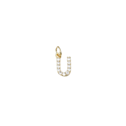 Gold Micro Cubic Zirconia Pave Initial Letter | Alphabet Charm