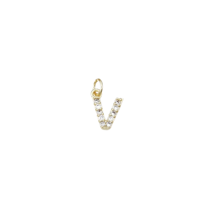 Gold Micro Cubic Zirconia Pave Initial Letter | Alphabet Charm