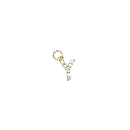 Gold Micro Cubic Zirconia Pave Initial Letter | Alphabet Charm