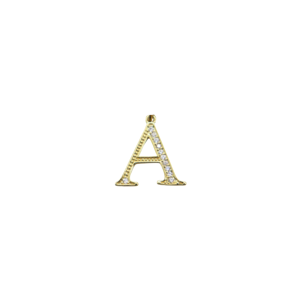 Transparent view of the Gold Cubic Zirconia Greek Life Charms | Alpha