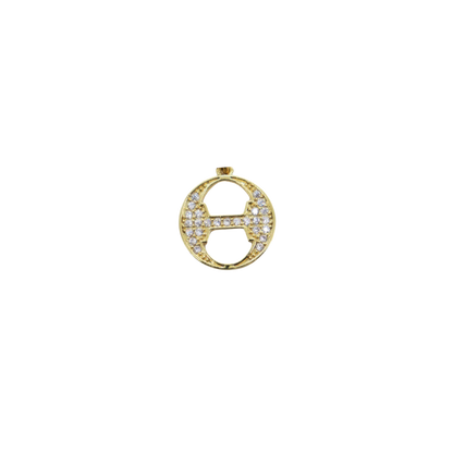 Transparent view of the Gold Cubic Zirconia Greek Life Charms | Theta
