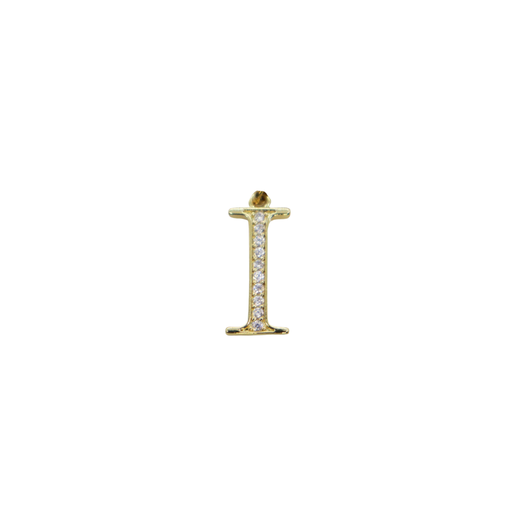 Transparent view of the Gold Cubic Zirconia Greek Life Charms | Iota
