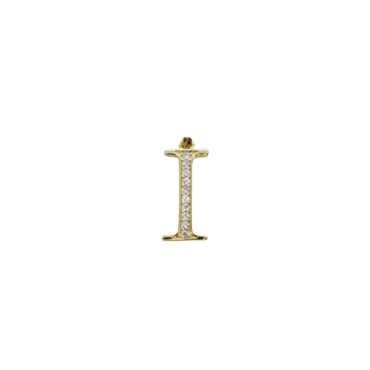 Transparent view of the Gold Cubic Zirconia Greek Life Charms | Iota