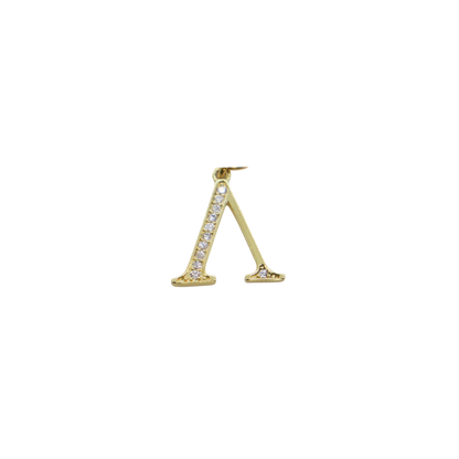 Transparent view of the Gold Cubic Zirconia Greek Life Charms | Lambda
