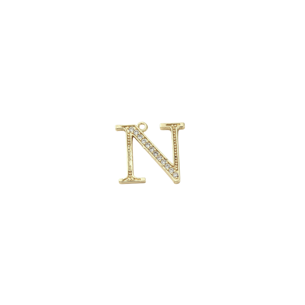 Transparent view of the Gold Cubic Zirconia Greek Life Charms | Nu