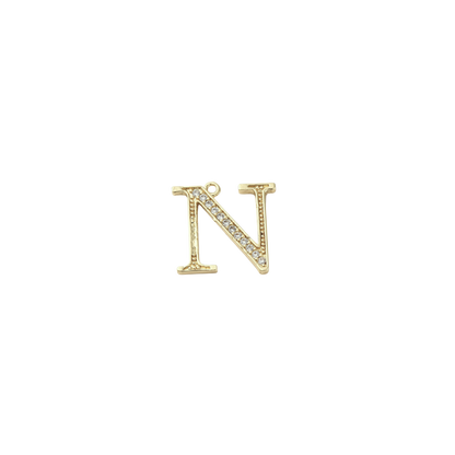 Transparent view of the Gold Cubic Zirconia Greek Life Charms | Nu