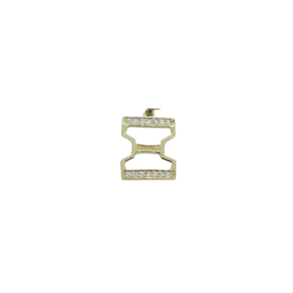Transparent view of the Gold Cubic Zirconia Greek Life Charms | Xi