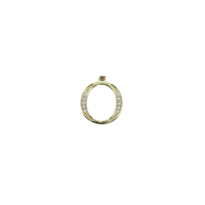 Transparent view of the Gold Cubic Zirconia Greek Life Charms | Omicron