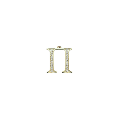 Transparent view of the Gold Cubic Zirconia Greek Life Charms | Pi