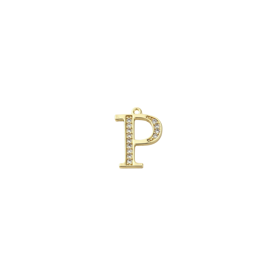 Transparent view of the Gold Cubic Zirconia Greek Life Charms | Rho