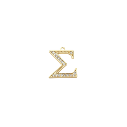 Transparent view of the Gold Cubic Zirconia Greek Life Charms | Sigma