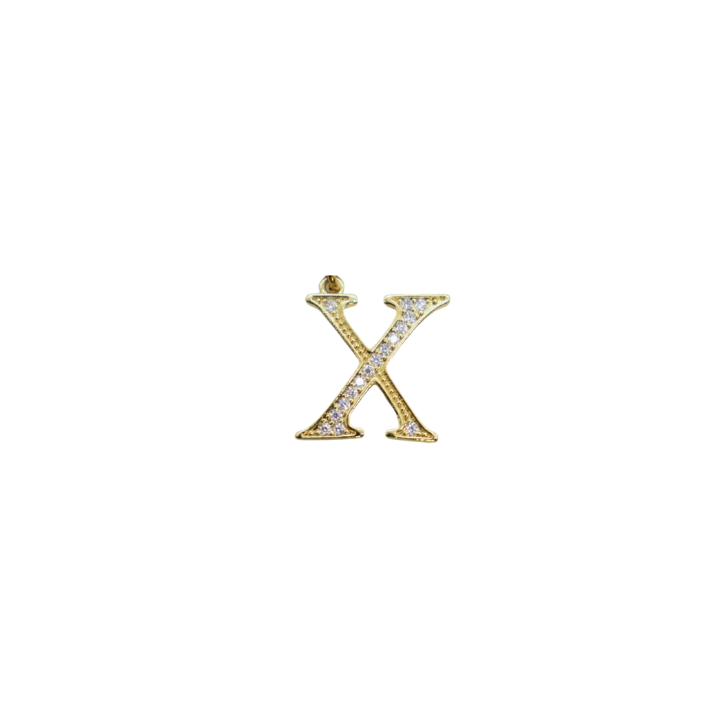 Transparent view of the Gold Cubic Zirconia Greek Life Charms | Chi