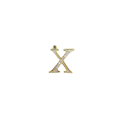 Transparent view of the Gold Cubic Zirconia Greek Life Charms | Chi