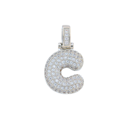 Silver Rhinestone Bubble Letter Charms