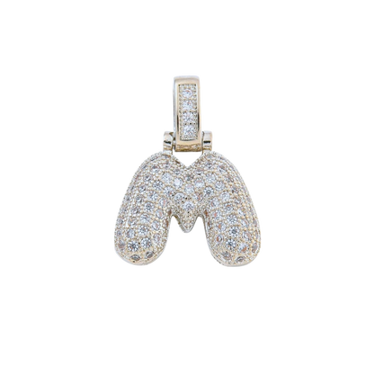 Silver Rhinestone Bubble Letter Charms
