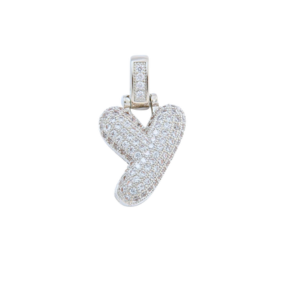 Silver Rhinestone Bubble Letter Charms