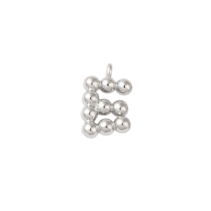 Transparent view of the Silver Textured Mini Letter Charms | Letter E