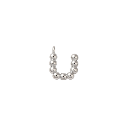 Transparent view of the Silver Textured Mini Letter Charms | Letter U