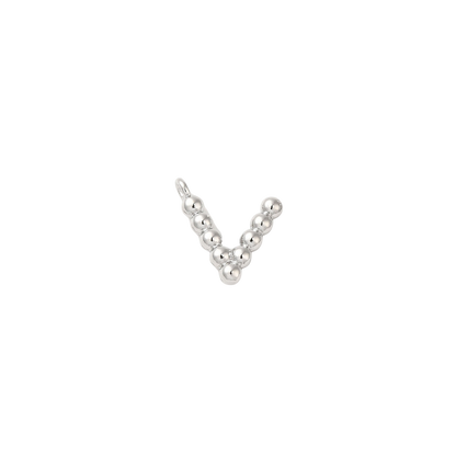 Transparent view of the Silver Textured Mini Letter Charms | Letter V