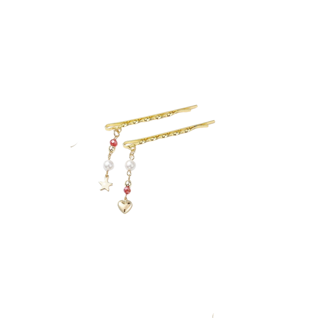 Gold Star & Heart with Pearl Bobby Pin Assorted | Set
