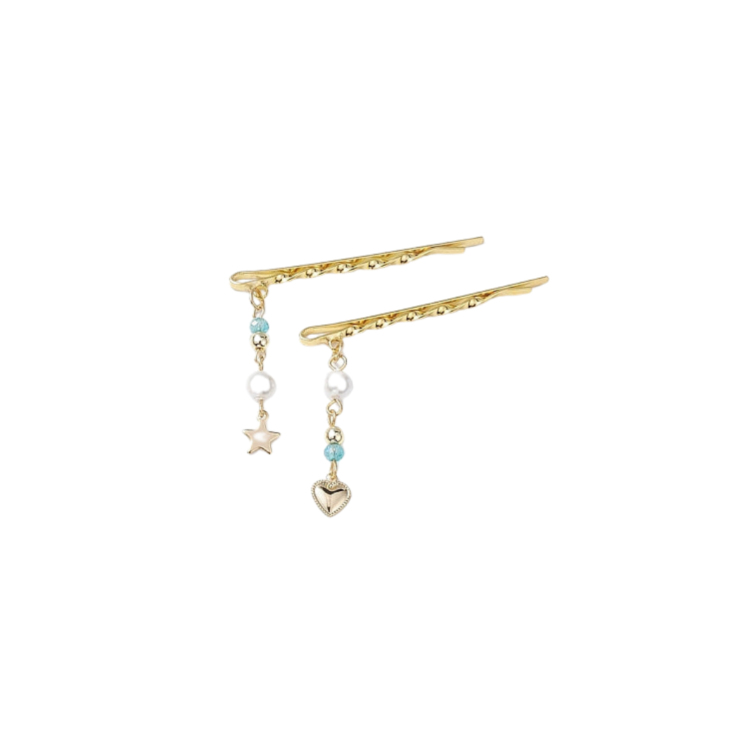 Gold Star & Heart with Pearl Bobby Pin Assorted | Set