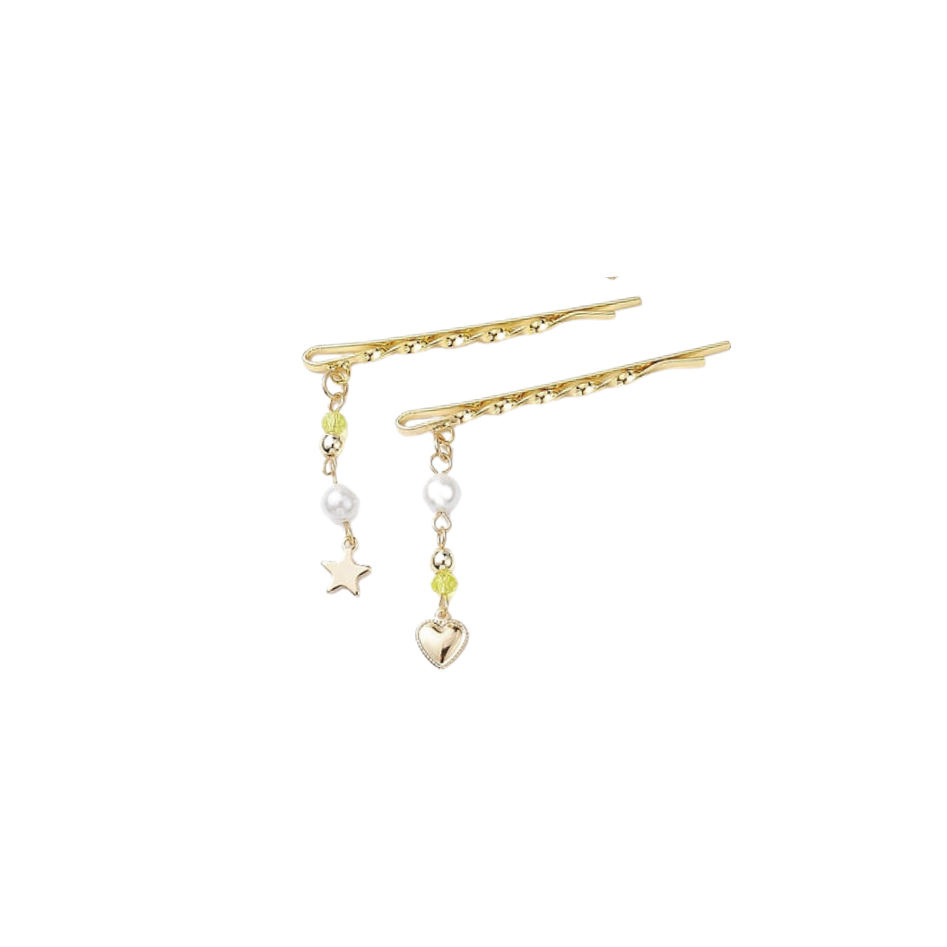 Gold Star & Heart with Pearl Bobby Pin Assorted | Set