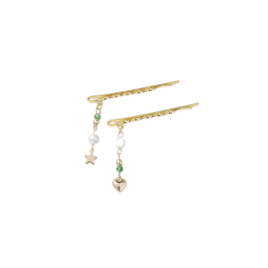 Gold Star & Heart with Pearl Bobby Pin Assorted | Set