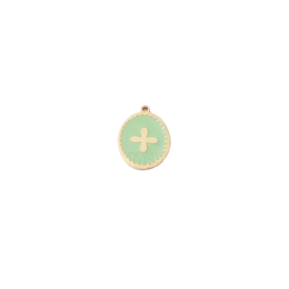 Transparent view of the Gold Oval Cross Charm | Assorted | Green