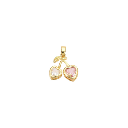 Front view of the Gold Sweetheart Cherry Micro Pave Charm