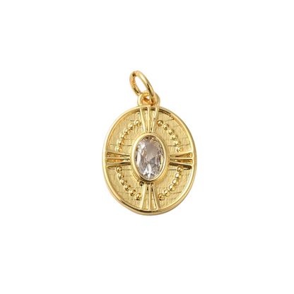 Front view of the Gold Solis Medallion Charm