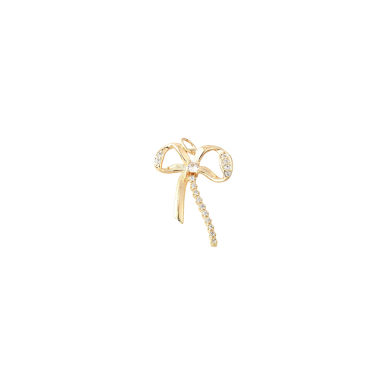 Gold Nova Bow with Cubic Zirconia Charm
