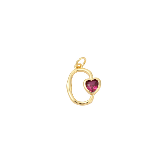 Gold Colette Red Cubic Zirconia Heart Charm