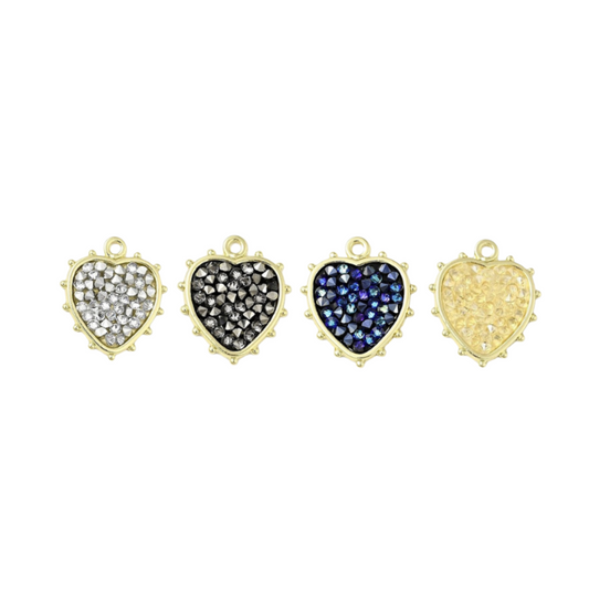Front of four Gold Rhinestone Heart Charm
