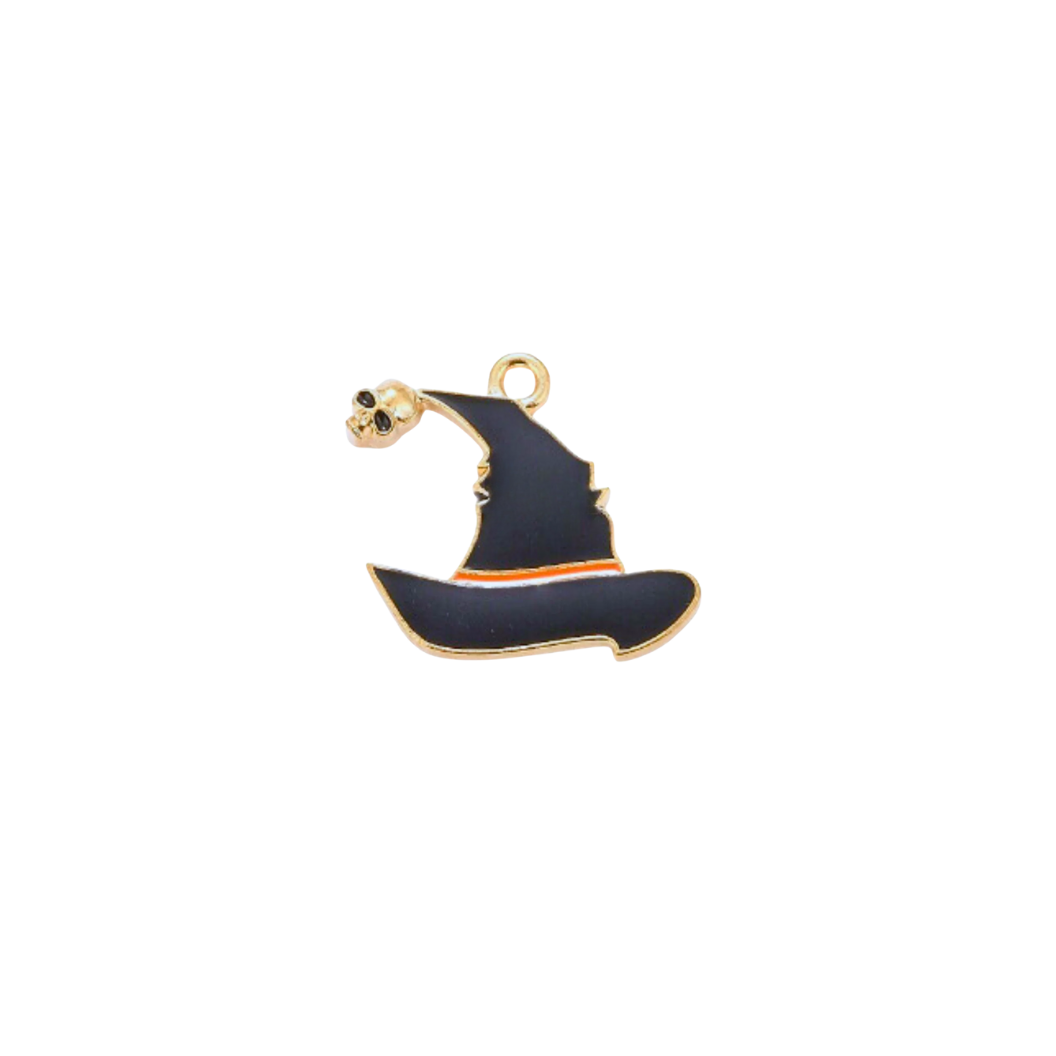 Gold Spooky Witch Hat Charm