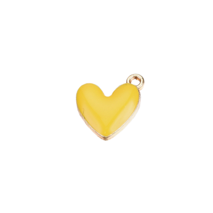 Yellow heart-shaped pendant on a white background