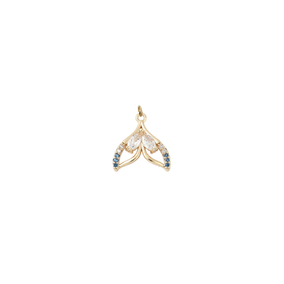 Gold Whale Tail Whisper with Cubic Zirconia Charm