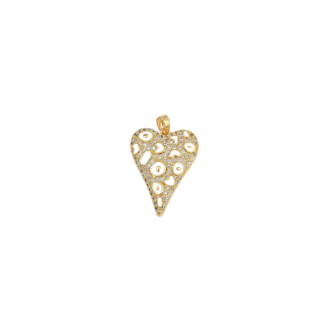 Gold Radiant Sparkle Heart Charm