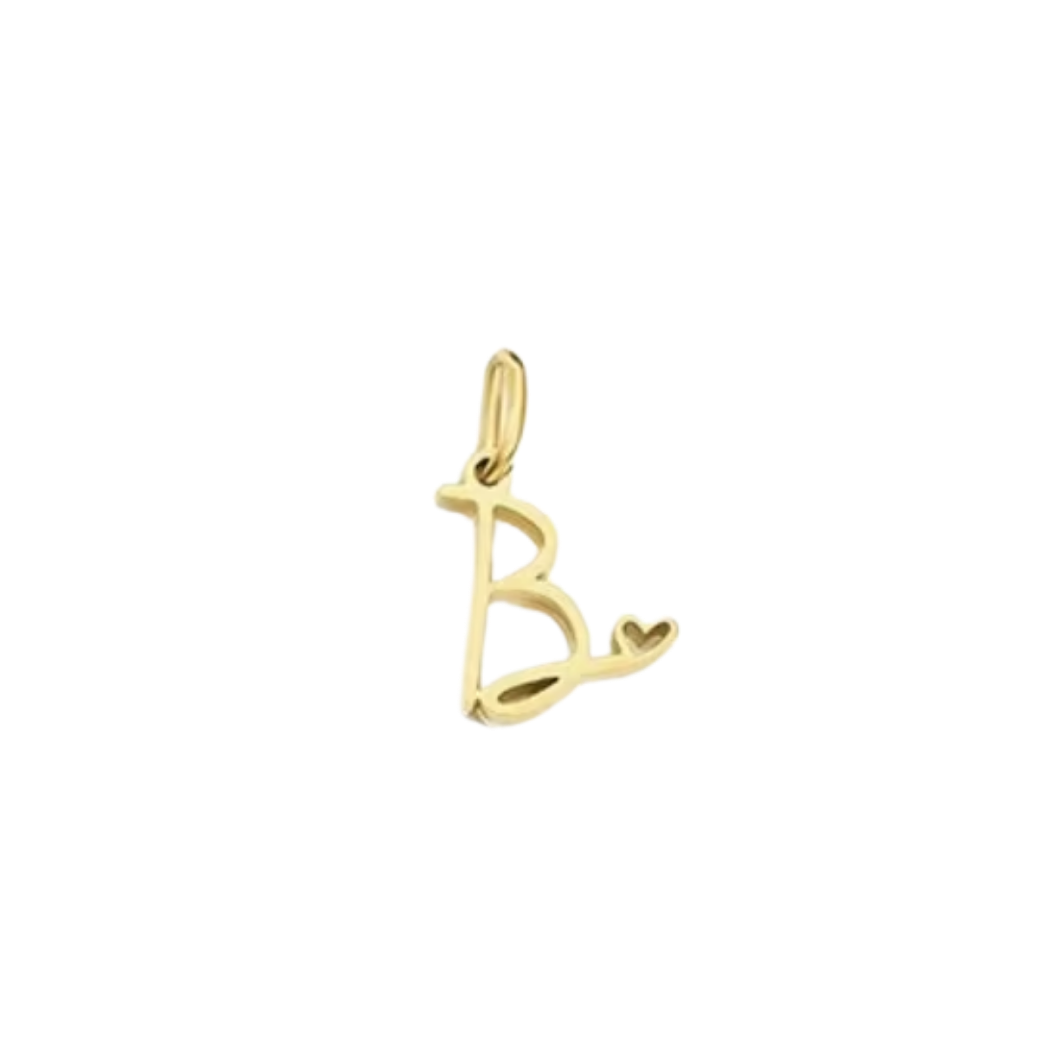 Gold Cursive Initial Letter | Waterproof Stainless Steel Charm