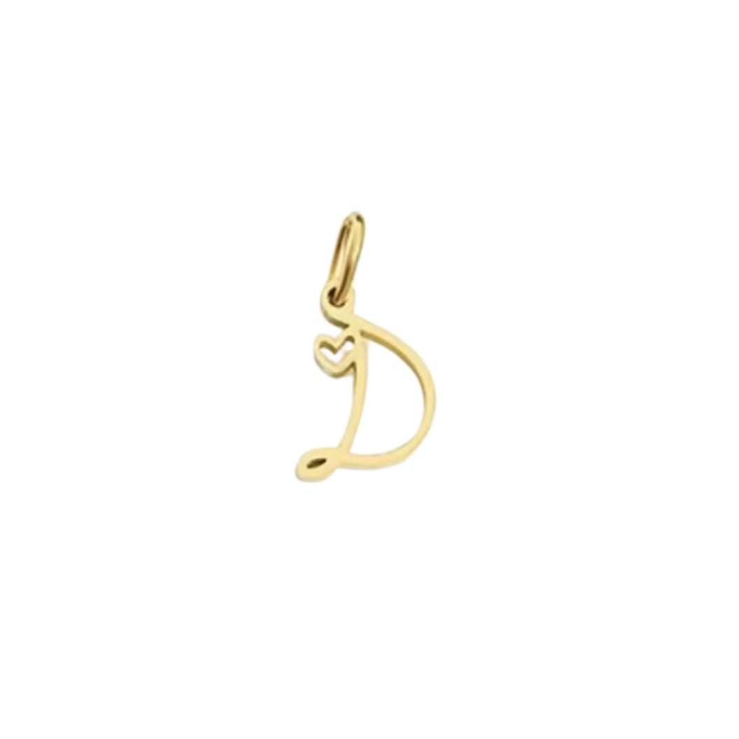 Gold Cursive Initial Letter | Waterproof Stainless Steel Charm
