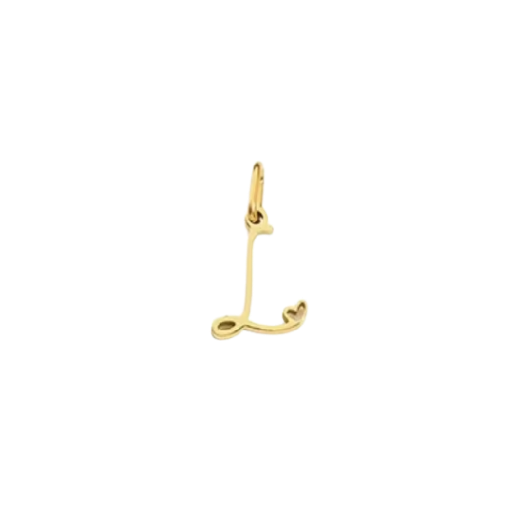 Gold Cursive Initial Letter | Waterproof Stainless Steel Charm