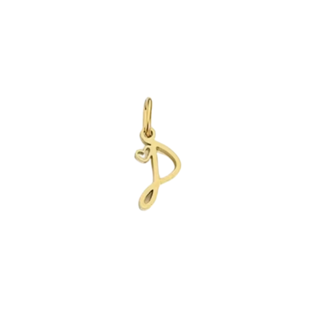 Gold Cursive Initial Letter | Waterproof Stainless Steel Charm