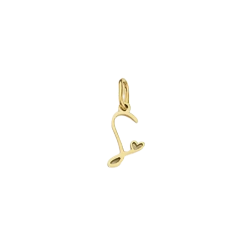 Gold Cursive Initial Letter | Waterproof Stainless Steel Charm