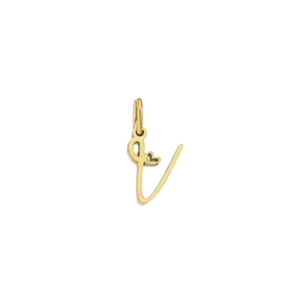 Gold Cursive Initial Letter | Waterproof Stainless Steel Charm